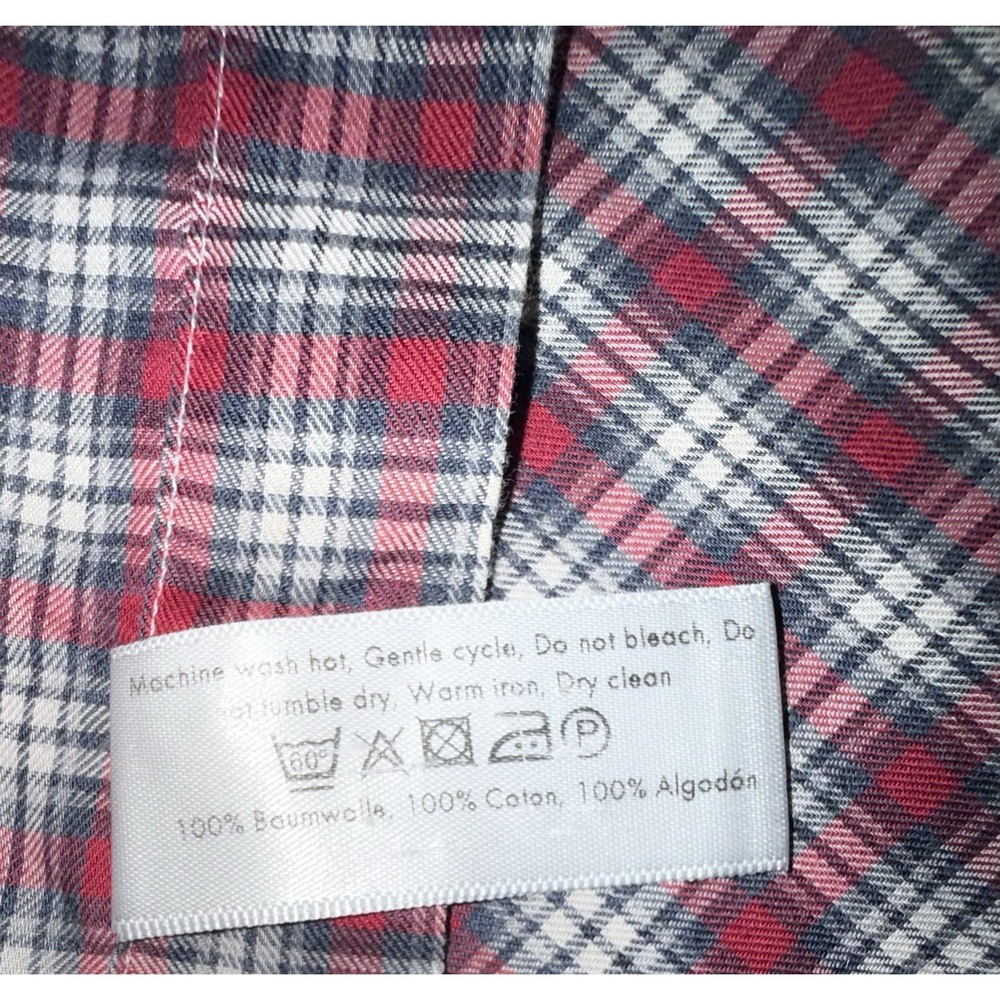 ETON Men's Contemporary Red Plaid Cotton Fine Twill‎ Dress Shirt Size L 16x35 - Picture 9 of 9